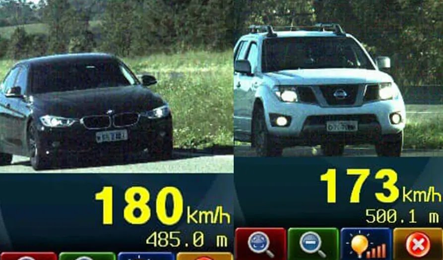 Autom&oacute;vel &eacute; flagrado pela PRF a 180 km/h na BR-101