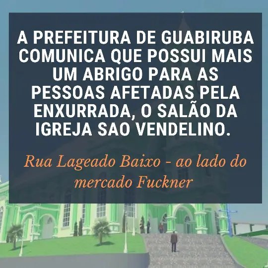 Prefeitura de Guabiruba disponibiliza mais um abrigo para as fam&iacute;lias 