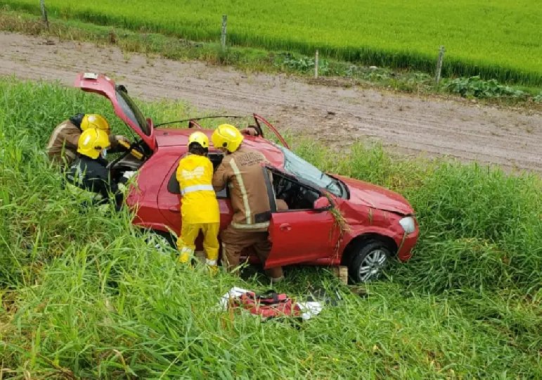  Carro capota na BR-470 em Ilhota