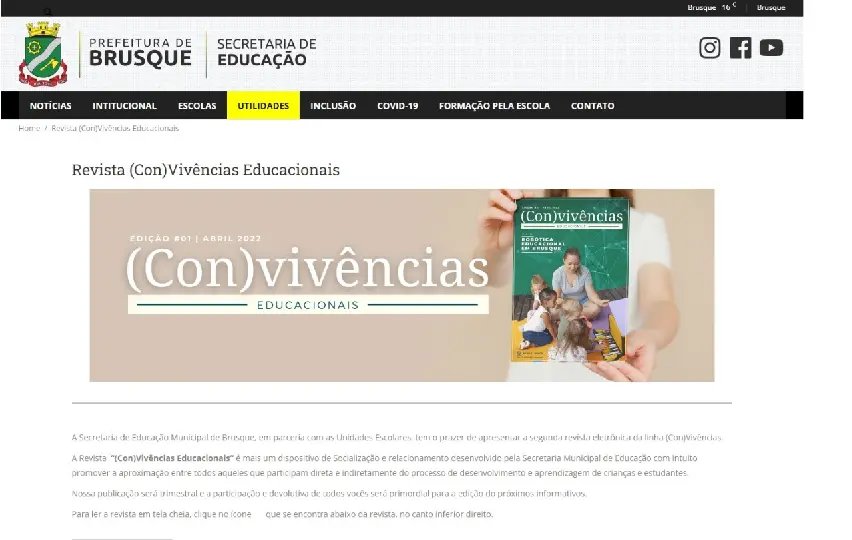 Revista digital apresenta experi&ecirc;ncias bem sucedidas na Educa&ccedil;&atilde;o de Brusque