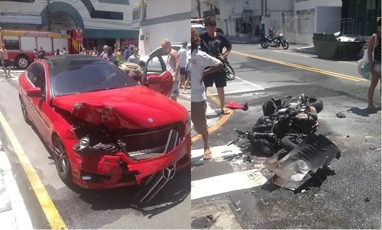 Moto explode em colisão com carro