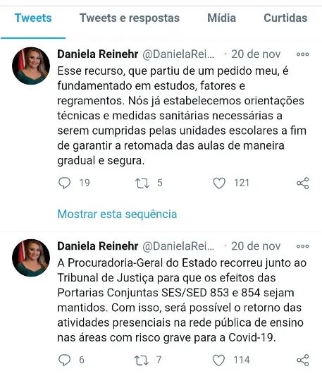 Publicada em Di&aacute;rio Oficial decis&atilde;o de retomada das aulas no Estado, Governadora comenta em suas redes 