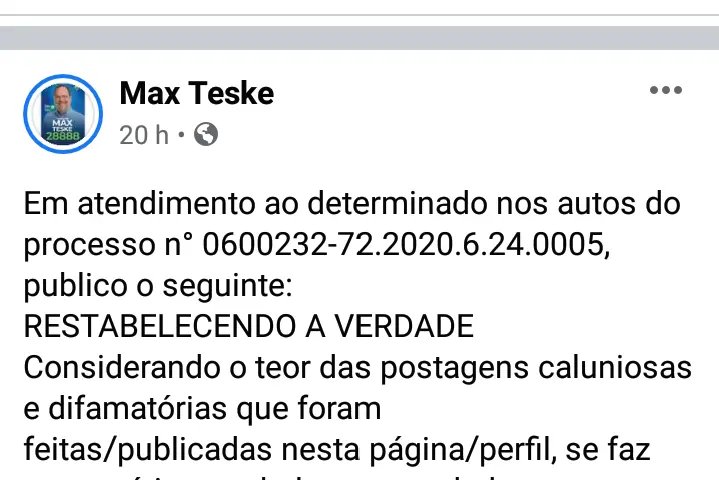 Justi&ccedil;a obriga candidato de Brusque a se retratar publicamente
