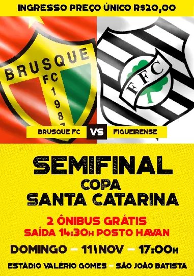 Dois ônibus grátis para o jogo do Brusque em São João Batista
