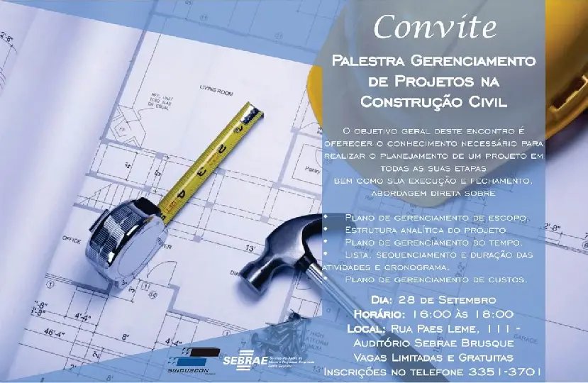 Palestra abordará gerenciamento de projetos de construção