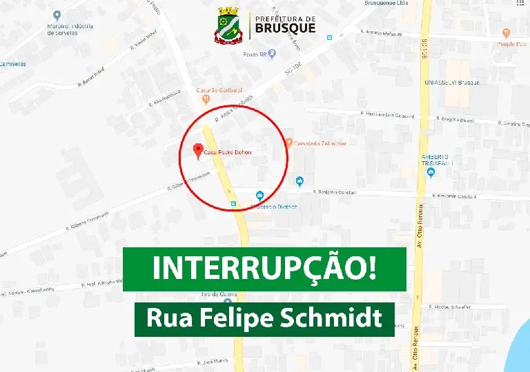 Obra interromperá trânsito na Felipe Schmidt no domingo