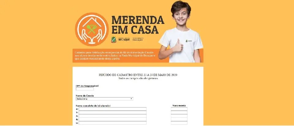 Fam&iacute;lias devem se cadastrar online para receber merenda escolar