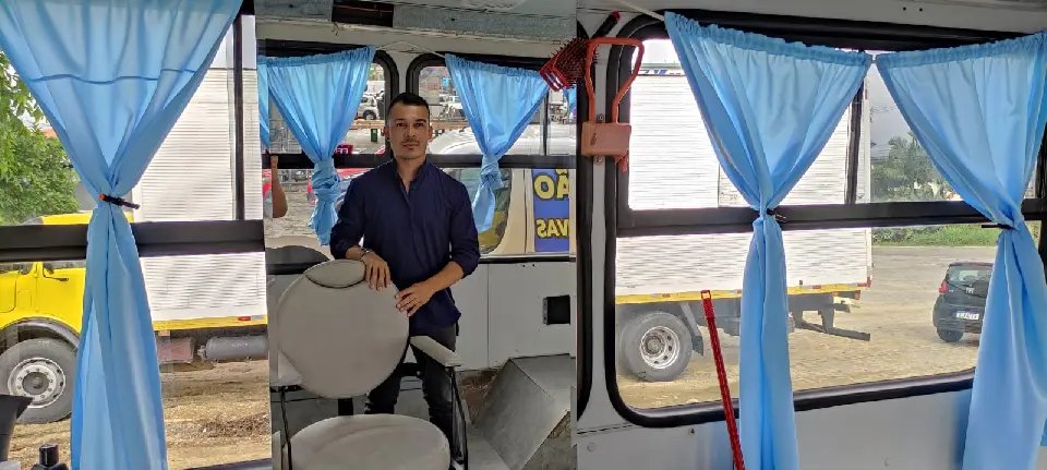 Ele é o motorista do ônibus e tem orgulho de ser ‘barbeiro’