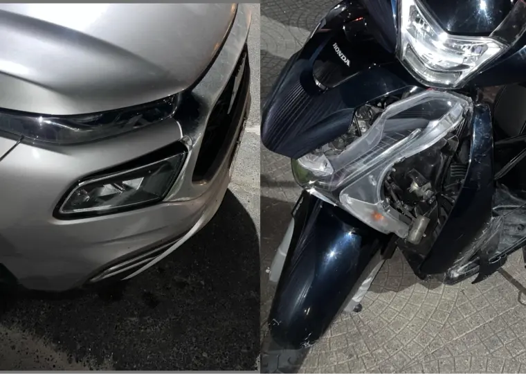 Motociclista fica ferida após colisão com carro no Centro