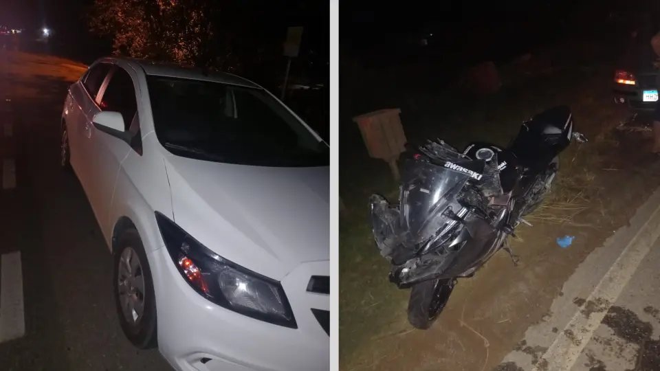 Colisão entre carro e moto na rodovia deixa uma pessoa ferida