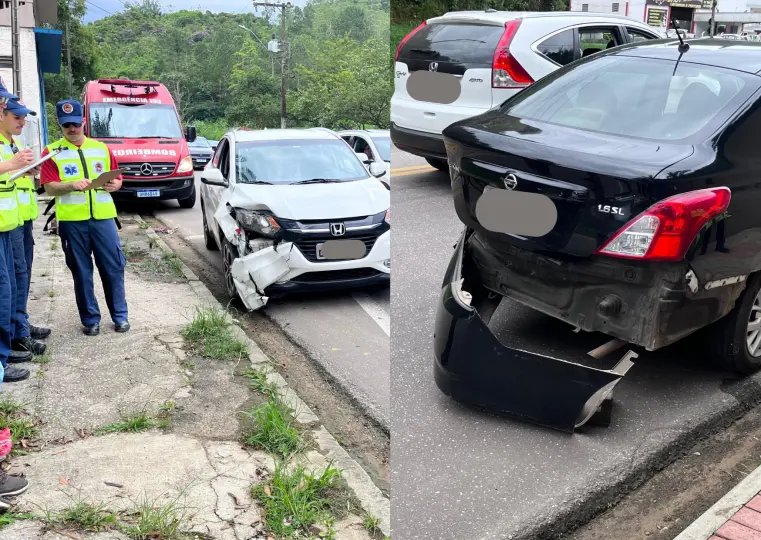 Colisão entre carros deixa mulher ferida em Brusque 