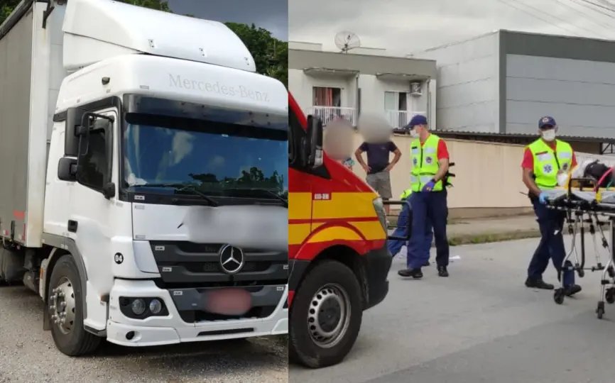 Ciclista fica ferido após colisão com caminhão no Dom Joaquim