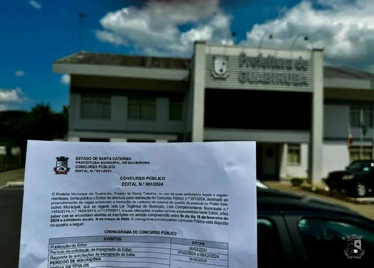Inscrições para Concurso Público iniciam neste sábado