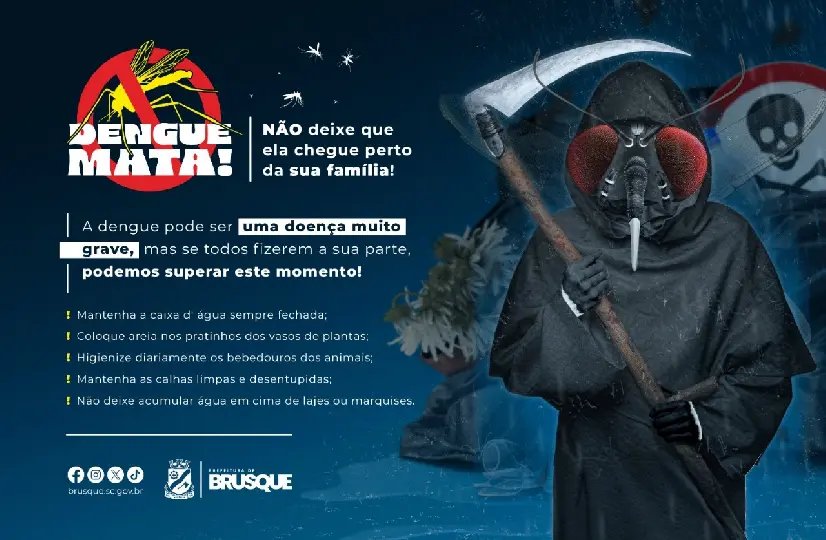 Com mosquito da dengue vestido de Morte, Prefeitura inova em campanha