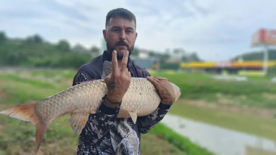 (VÍDEO) Pescaria foi um sucesso para pai e filho aqui em Brusque