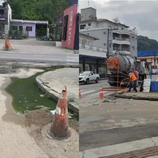 Equipe vai ao local resolver problema de esgoto