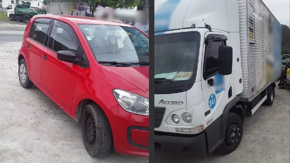 Carro e caminhão colidem na Rodovia Ivo Silveira