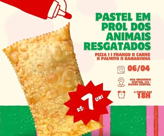 Pastelada em prol dos animais resgatados será realizada em Brusque 