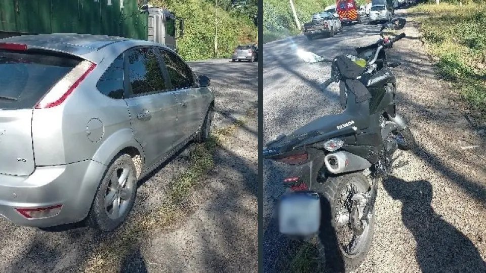 Colisão entre carro e moto deixa um ferido no bairro Bateas
