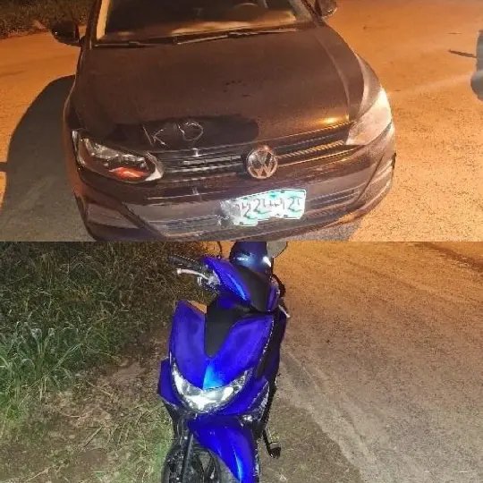 Acidente entre carro e moto deixa motociclista ferida