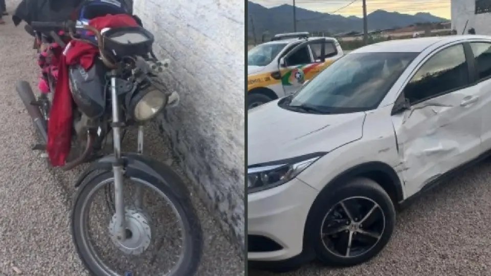 Colisão grave entre carro e moto deixa três feridos em Canelinha
