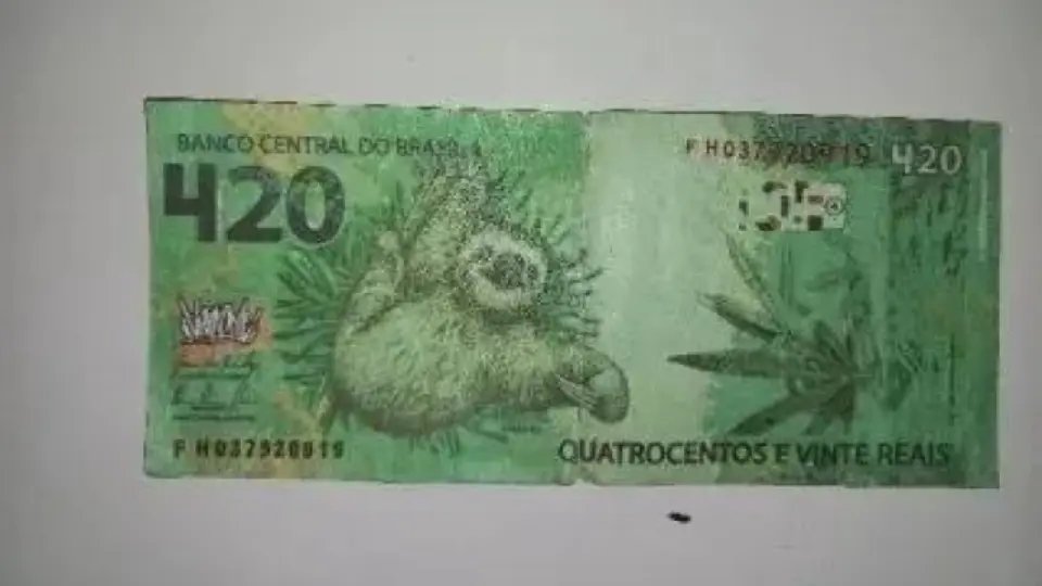 Nota falsa de R$ 420 com maconha e bicho-preguiça é apreendida