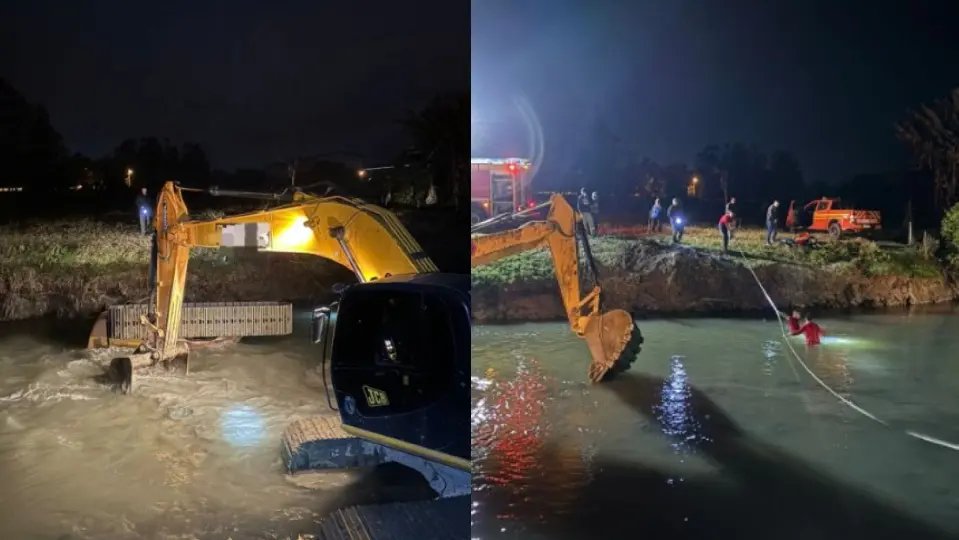 Trabalhador morre afogado após máquina tombar no rio