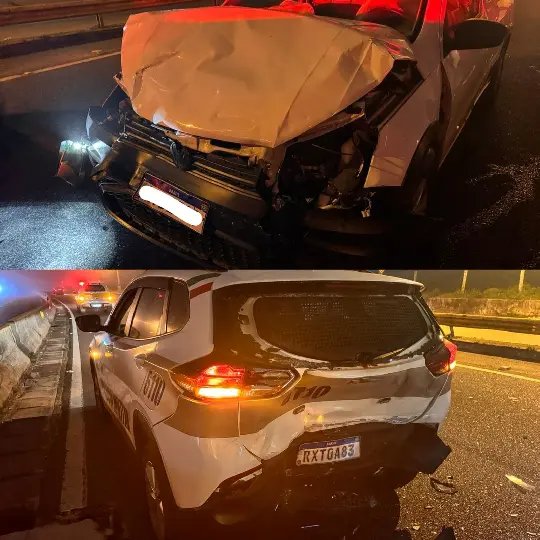 Motorista alcoolizado colide em viatura da polícia