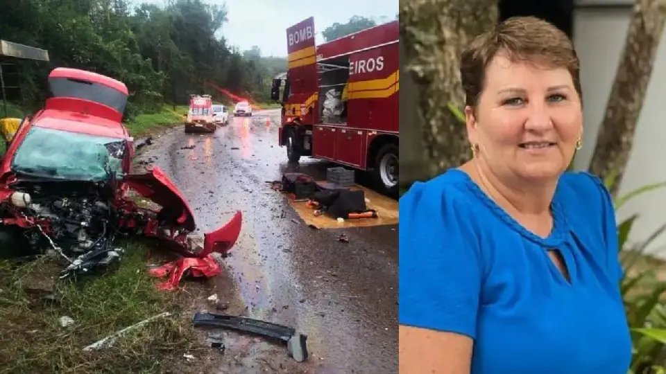 Mulher morre após colisão entre carro e caminhão no Oeste de Santa Catarina