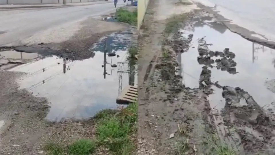 (VÍDEO) Buracos e vazamento de esgoto tomam parte de via no Rio Branco