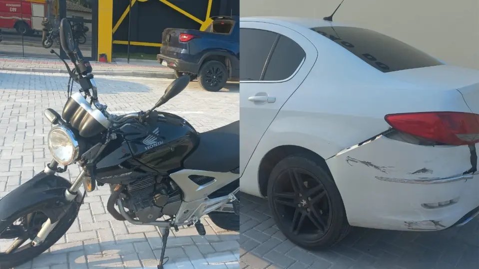 Colisão entre carro e moto em Gaspar acaba com um ferido