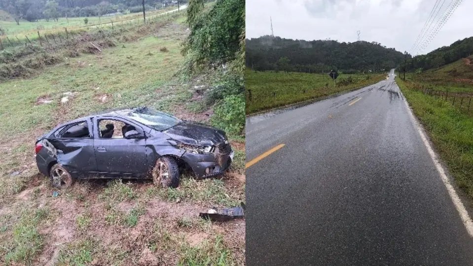 Carro capota e mulher de 25 anos morre na SC-414