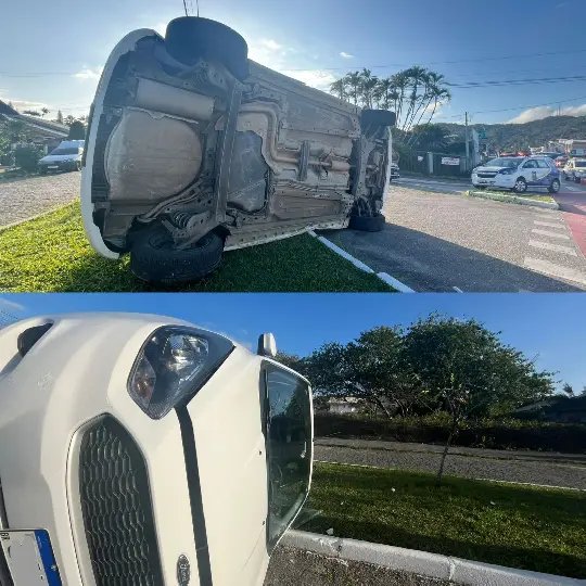 Carros colidem na rotatória e um tomba sob canteiro no Jardim Maluche