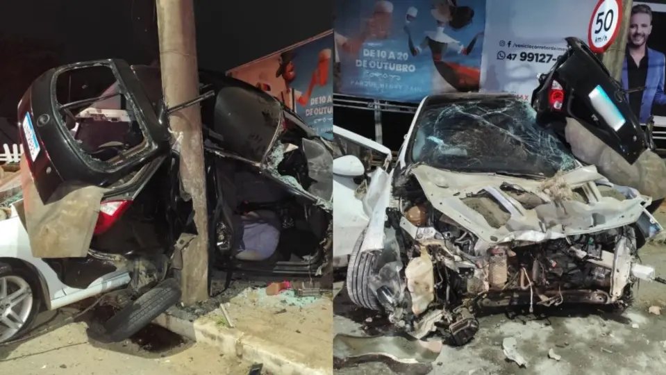 Motorista alcoolizado causa acidente e carros saem destruídos