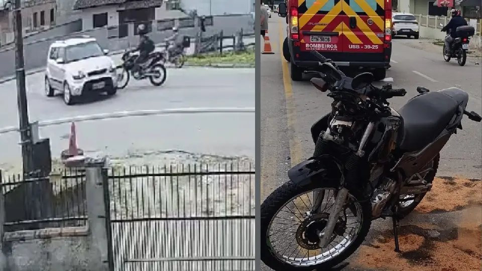 (VIDEO) Motociclista fica ferido em grave acidente na rodovia