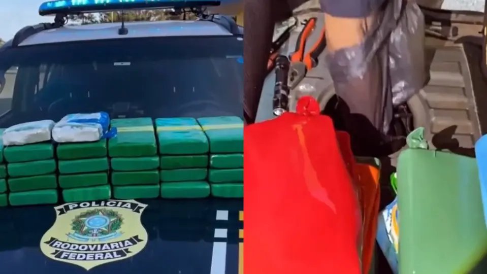 (VÍDEO) Jovens são presas em flagrante ao transportar pacotes de cocaína na BR-101