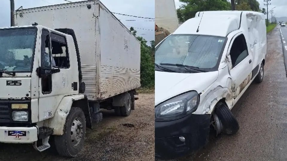 Caminhão com placas de Brusque se envolve em acidente na SC-412