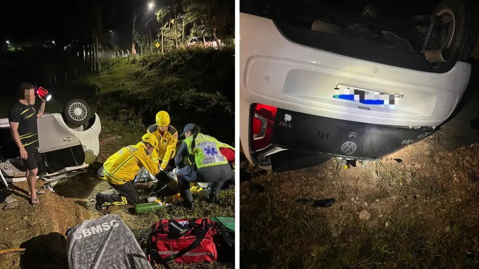 Motorista entra em parada cardiorrespiratória após capotar veículo