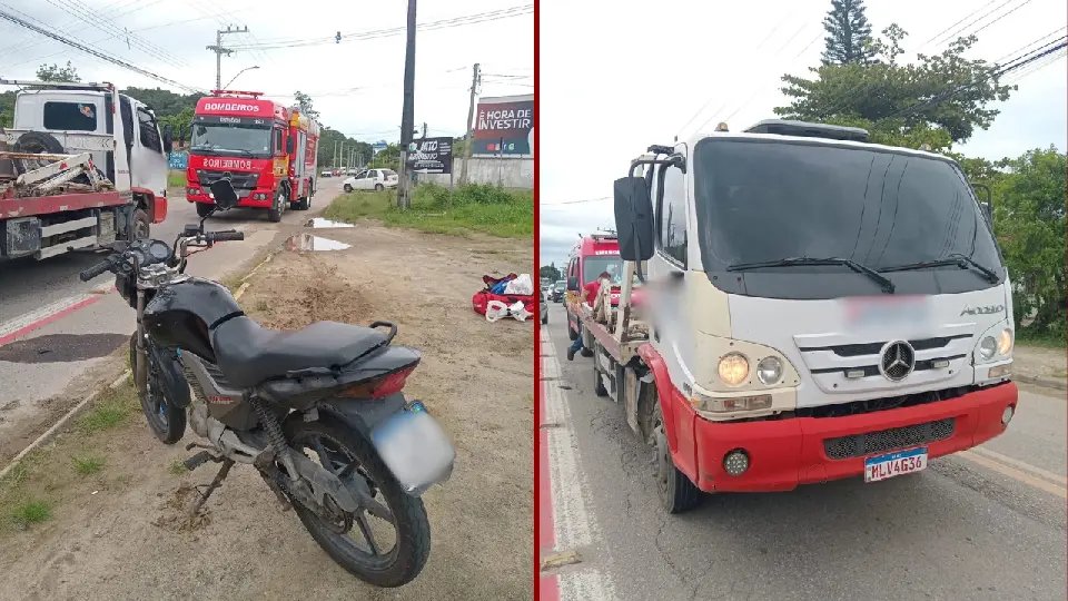 Adolescente de 16 anos bate moto contra traseira de caminhão 