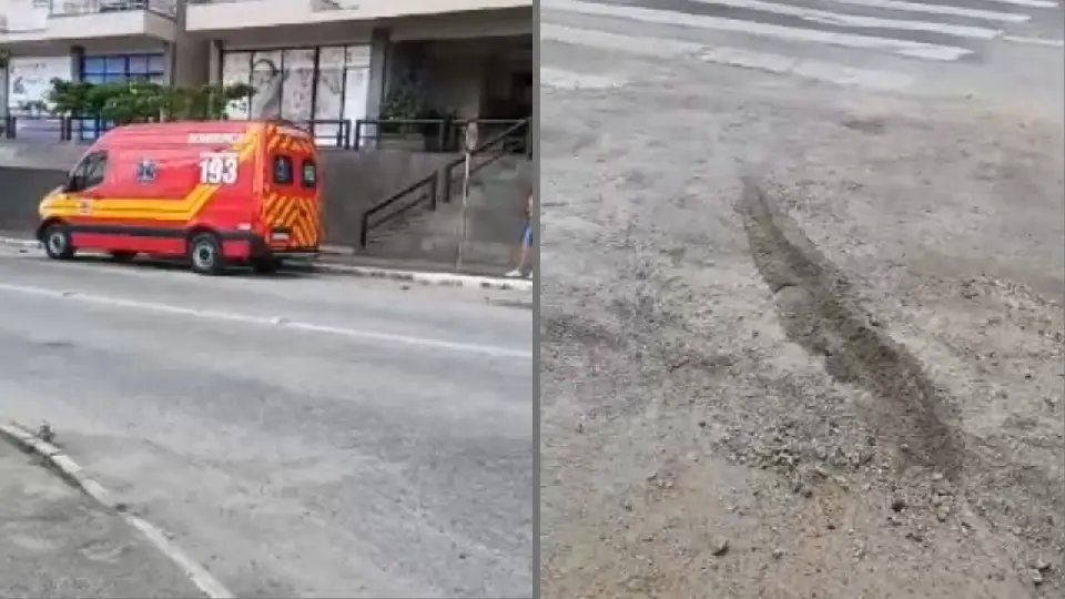 (VÍDEO) Motociclista sofre queda devido a areia na pista no Centro 