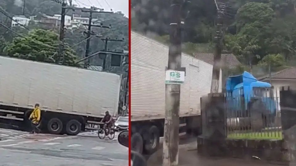 (VÍDEO) Carreta para trânsito ao tentar acessar a rua Gustavo Halfpap