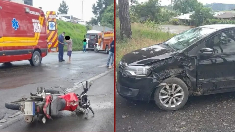 Carro de Guabiruba se envolve em acidente na BR-470