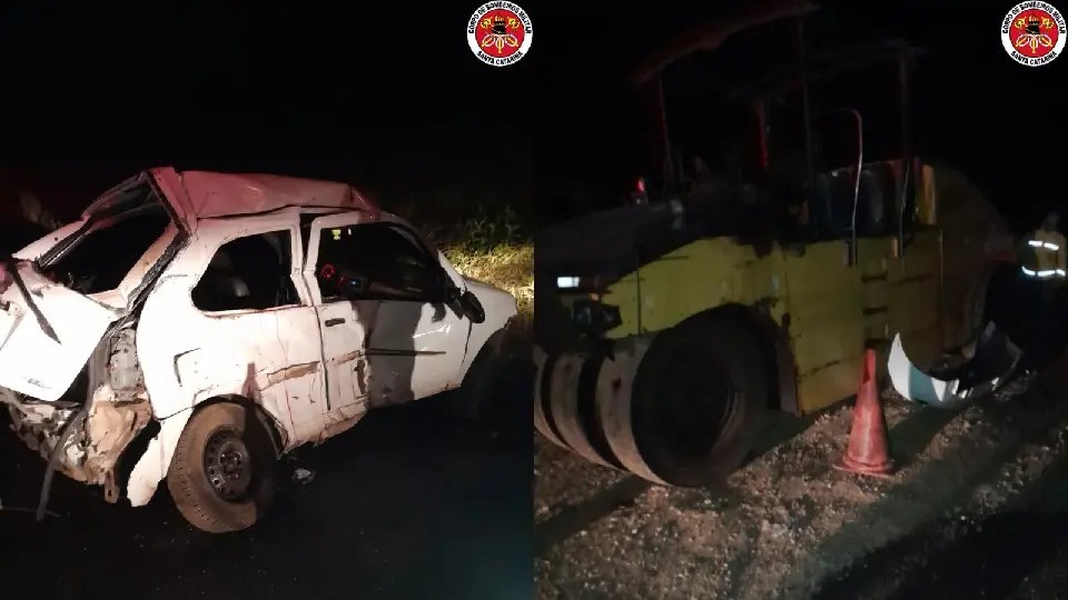 Jovem morre após carro colidir contra máquina estacionada 