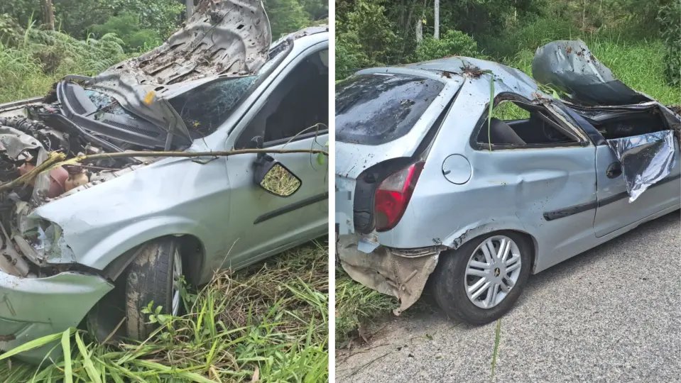 Motorista foge do local após capotar carro no Zantão
