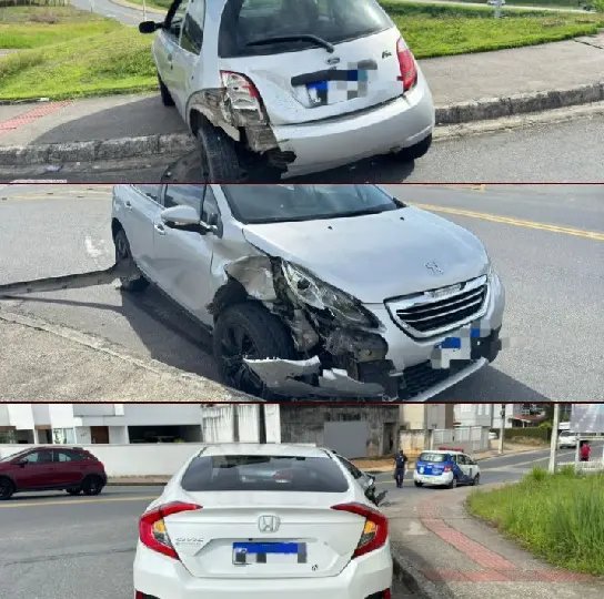 Acidente envolvendo três carros é registrado no Santa Rita 