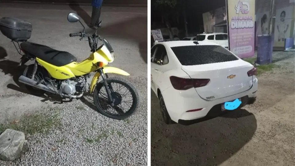 Motociclista de Pop 100 não freia a tempo e colide na traseira de carro