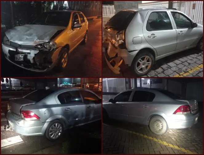 Engavetamento entre quatro carros em Brusque envolve dois Fiat Palio e dois Vectra