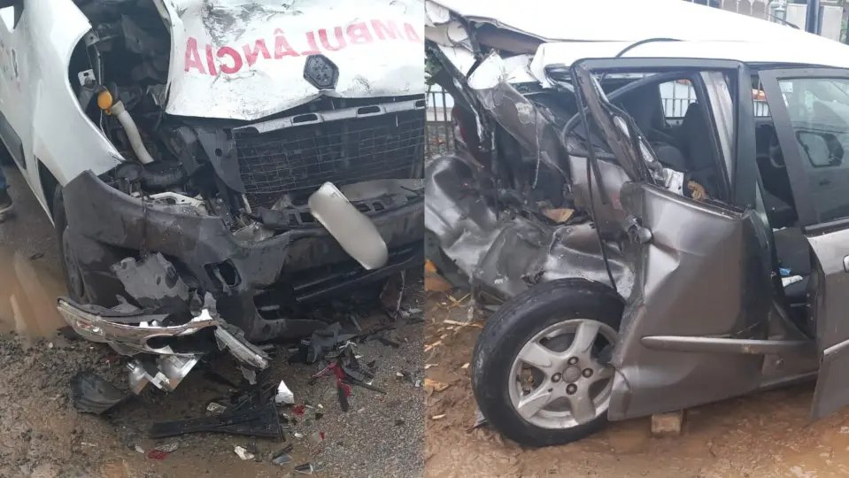 Carro roda na pista e colide em ambulância na Jorge Lacerda