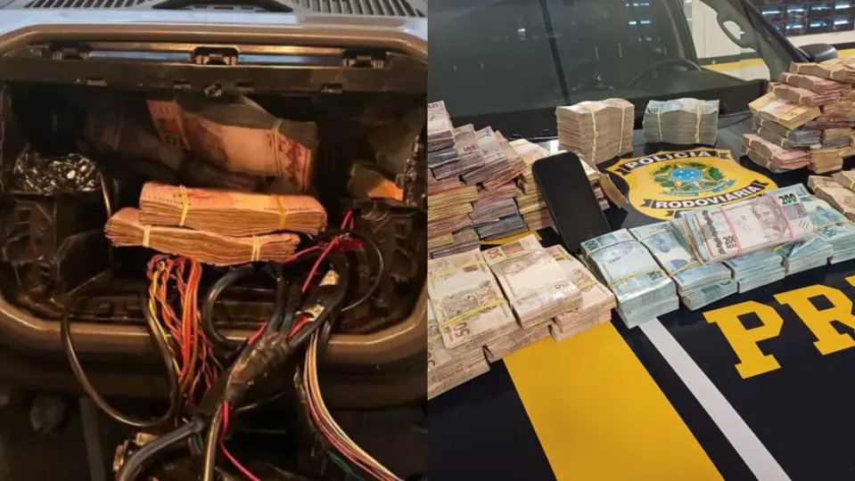 PRF encontra quase meio milhão de reais escondido em painel de carro