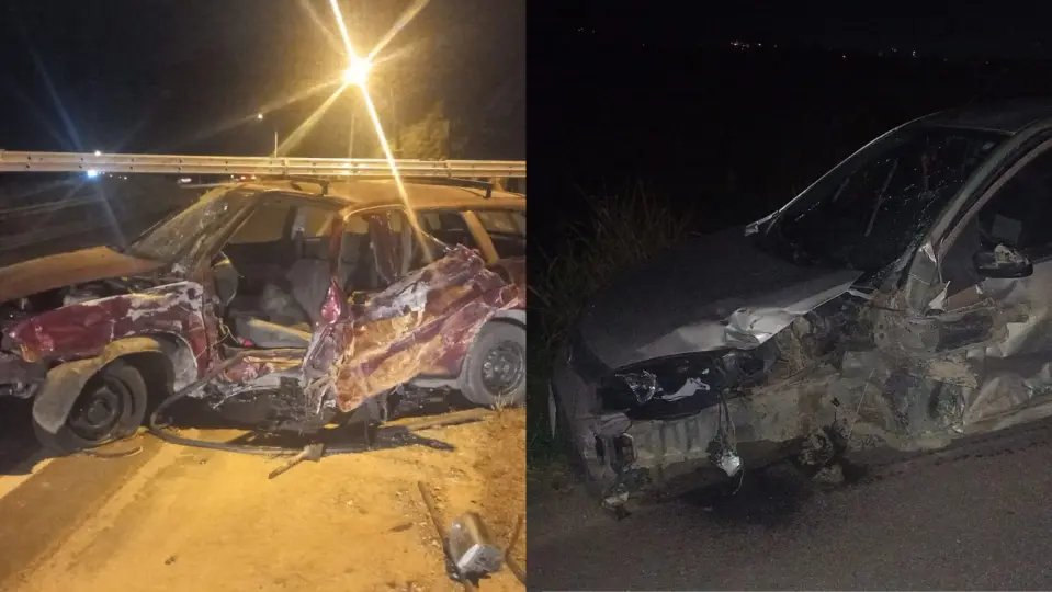 Colisão destrói carros e deixa três pessoas gravemente feridas na SC-410